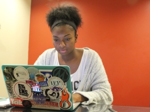 Brianna Miller, 19, a management information systems major, from Powder Springs, Georgia, considers herself faithful to the Apple brand. Miller said one of the biggest reasons she loves the brand is because her MacBook Pro can be used for more than just a computer. Miller loves that her MacBook connects to her iPhone via her iCloud account.
